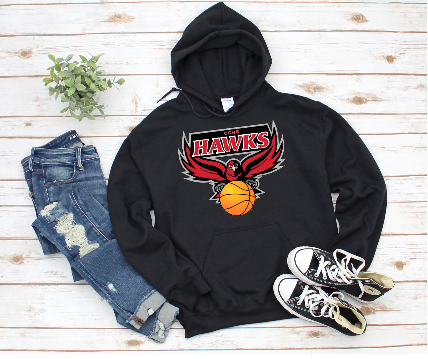 CCHE HAWKS BASKETBALL LOGO/Black *CHOOSE STYLE*