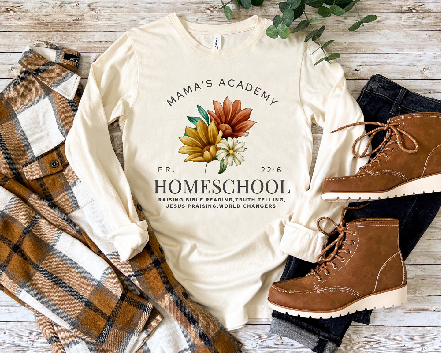 Mama's Homeschool Academy Cream Long Sleeve